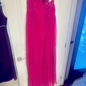 Beautiful silk chiffon and silk taffeta formal dress with chapel train